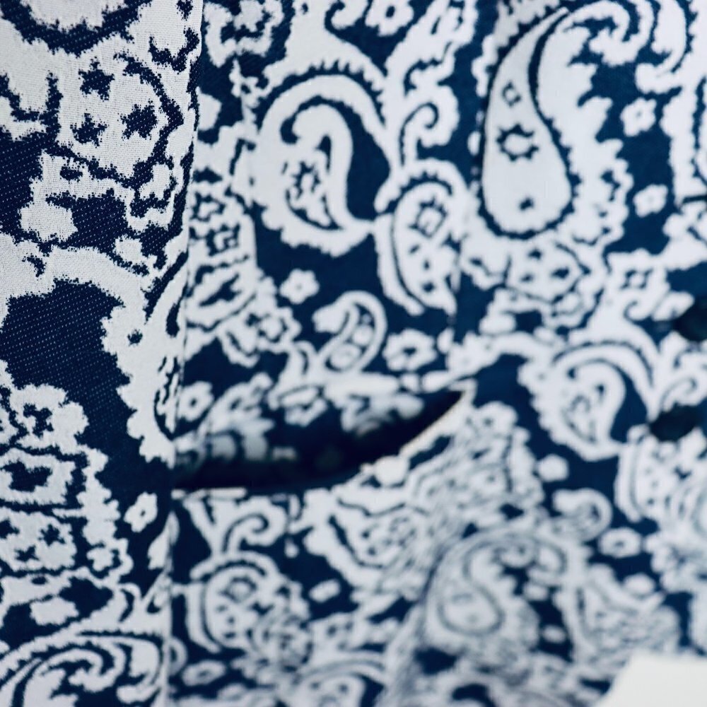 Ellen Tracy x Linda Allard Blazer Size 12 Tapastry Blue White Paisley Jacket - Picture 10 of 10